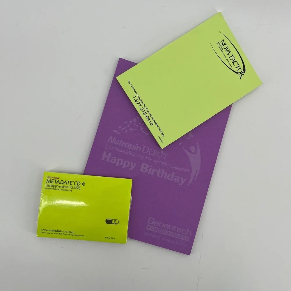 Pharmaceutical Promotional Post-it Note Pads Genentech Nova Factor Metadate
